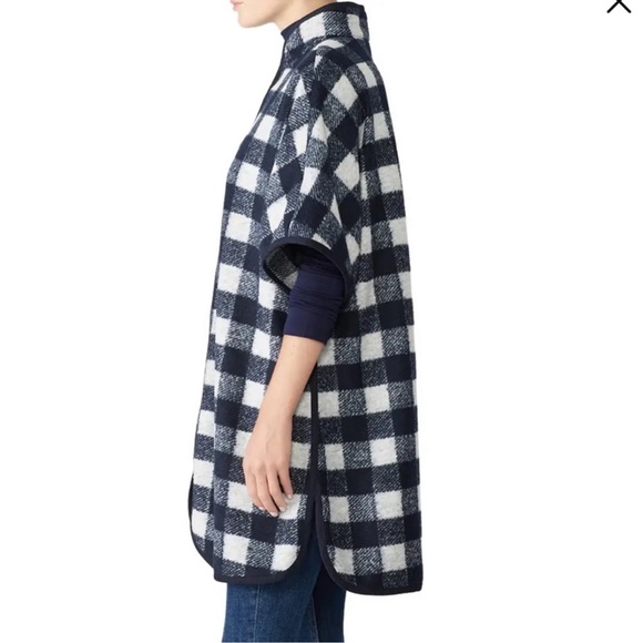 Draper James Navy Buffalo Check Cape - Picture 5 of 7